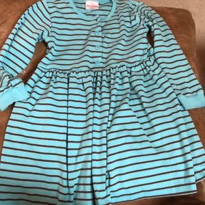 Hanna Andersson aqua and brown striped dress